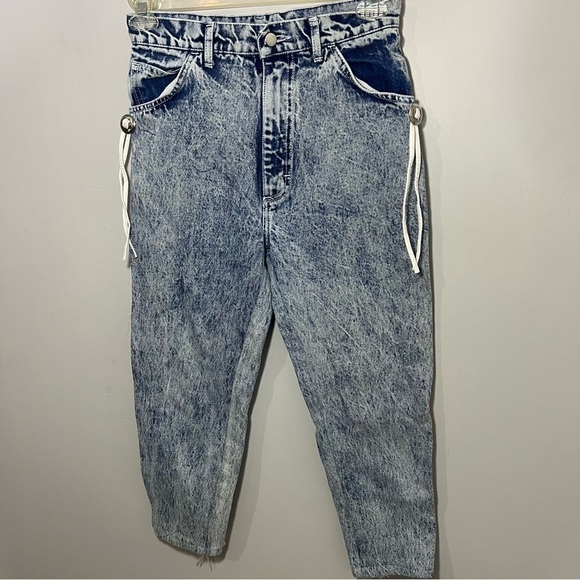 Vintage 80s Acid Wash High Waist Tapered Mom Jeans Grunge Indie Hipster Retro 26 - Picture 7 of 9